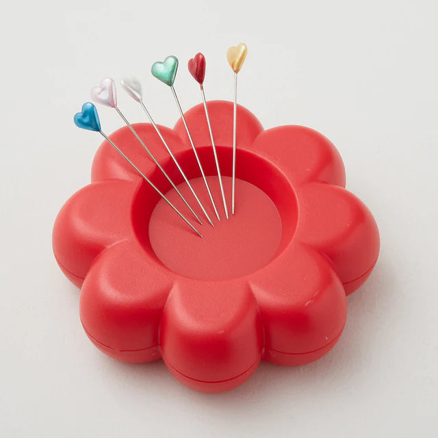 Lori Holt Flower Power Magnetic Pin Holder Red