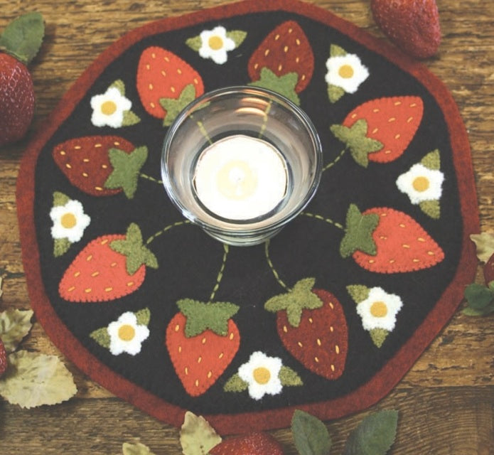 Strawberries Candle Mat Pattern and Kit