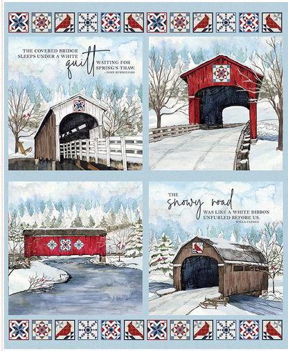 Covered Bridges in Winter Fabric